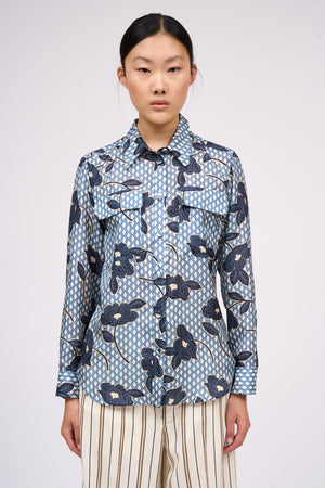 Floral print silk shirt