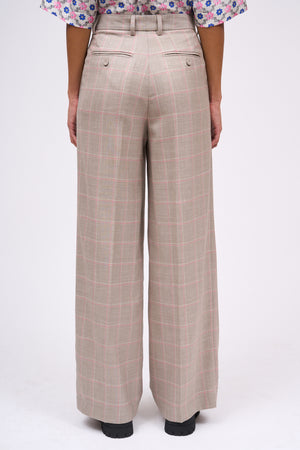 Straight cut checkered pants