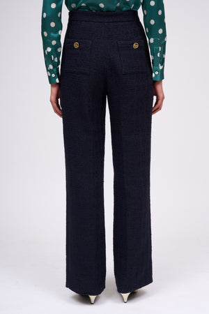 Pantalon droit en tweed lurex