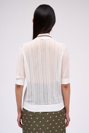 Short-sleeved fine knit sweater