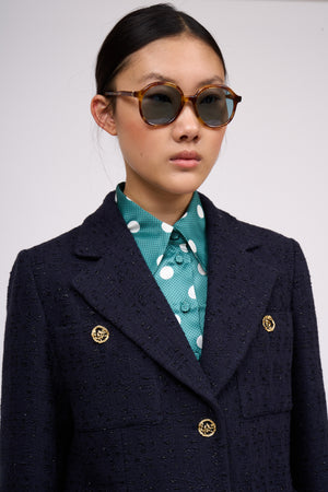 Single-breasted fitted jacket in lurex tweed