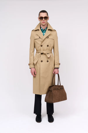 Trench long en gabardine de coton