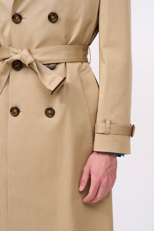 Trench long en gabardine de coton