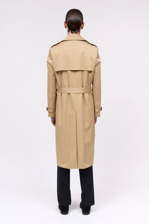 Trench long en gabardine de coton