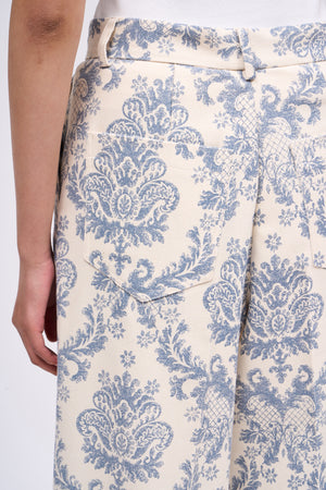 Pantalon en canvas de coton imprimé floral