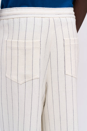 Striped cotton and linen pants