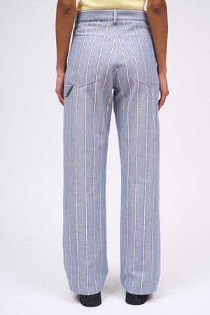 Striped chambray canvas pants