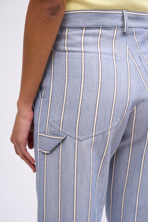 Striped chambray canvas pants