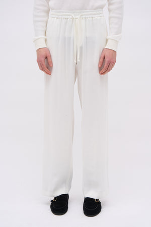 Wide cupro twill pants