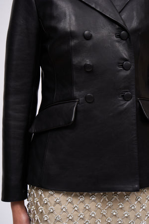 Fitted jacket in dipped lambskin