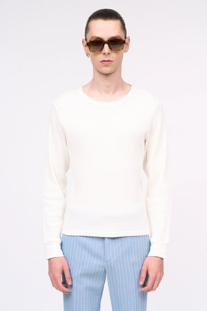 Long-sleeved cotton pique T-shirt