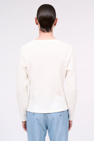 Long-sleeved cotton pique T-shirt