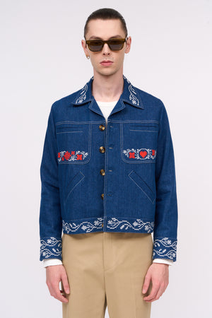 Embroidered cotton jacket with embroidery