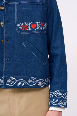 Embroidered cotton jacket and embroideries