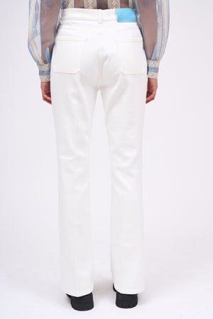 High-waisted flared jeans with patch pockets