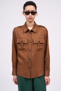 Chemise coupe droite en twill de lin