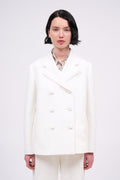 Veste tailleur longue en maille de coton avec pointelle