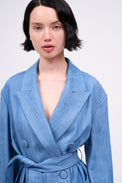 Long flowing jacket in tencel denim