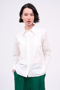 Shirt in cotton voile and Calais lace