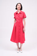 Robe longueur genoux à manches courtes en laine mélangée