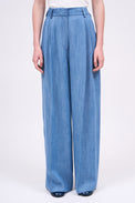 High-waisted tencel denim trousers