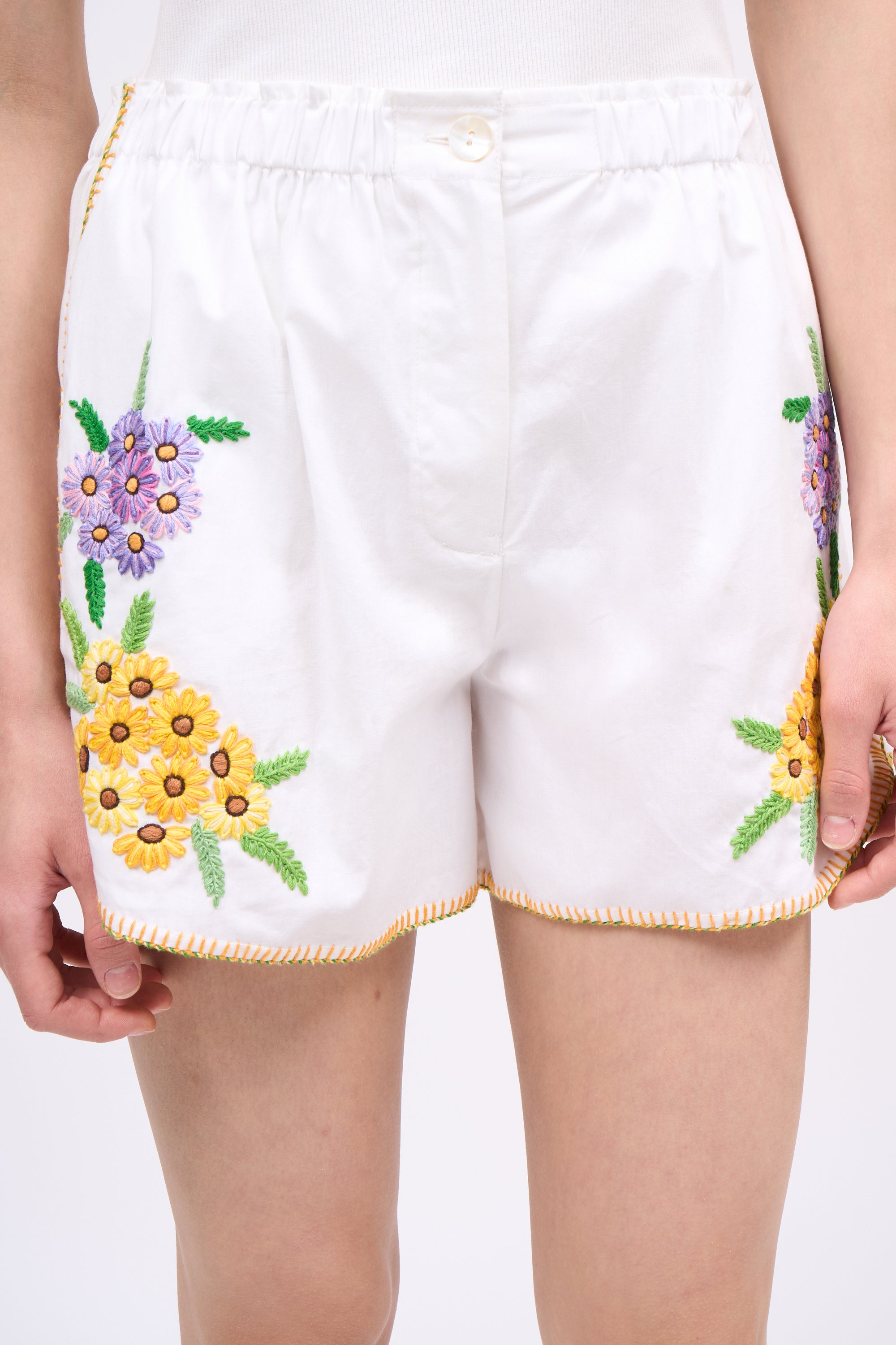 Short Court En Popeline De Coton Brod e La Main short-court-en-popeline-de-coton-brod-e-la-main