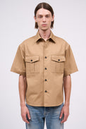 Short-sleeved cotton canvas shirt