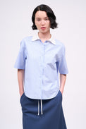 Chemise courte en popeline rayée