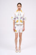 Hand-embroidered cotton poplin short