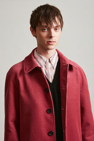 Manteau raglan en velours côtelé de coton détail - Vieux Rose
