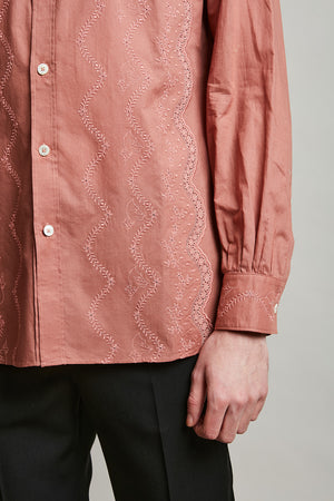 Cotton voile shirt embroidered with a floral motif