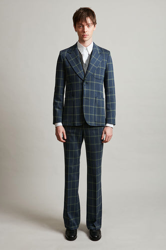 Jersey suit trousers with a jacquard pattern woven in Italy