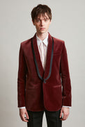 Fitted suit jacket in smooth cotton velvet
