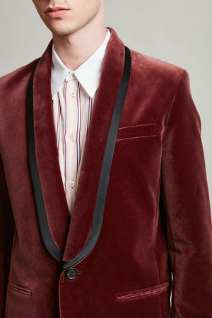 Veste tailleur ajustée en velours lisse de coton détail - Ebene
