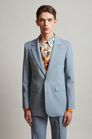 Veste de tailleur ajustée en laine vierge tropicale face bis - Bleu