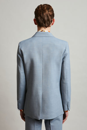 Veste de tailleur ajustée en laine vierge tropicale dos - Bleu