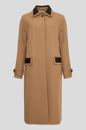 Long coat in virgin wool gabardine