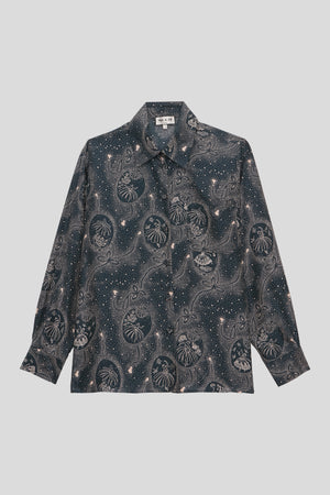 Flowing printed silk shirt