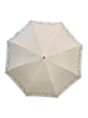 Parapluie beige à l'imprimé Chrysanthème