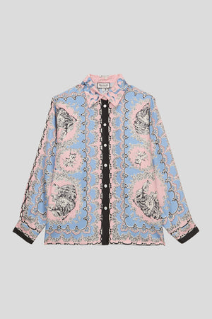 Silk twill shirt with scarf print