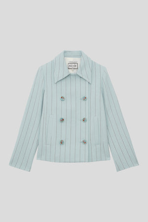 Striped cotton and linen drill jacket