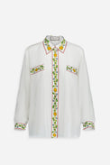 Chemise droite en twill de soie imprimé
