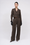 Striped wool twill pleated trousers