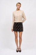 Short velvet skirt embroidered in France