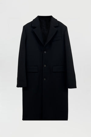 Long single-breasted wool coat