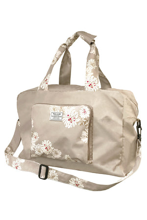 Large beige travel bag with Chrysanthemum patterns