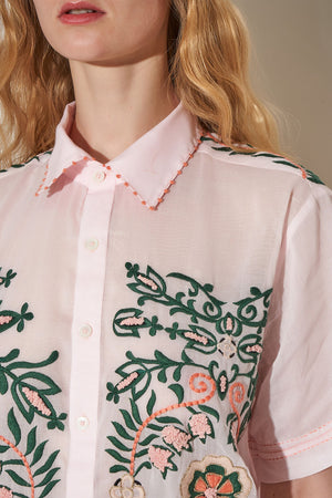 Hand embroidered straight cut shirt