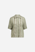 Chemise à plis en lyocell et soie rayé