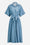 Robe-chemise coupe large légèrement cintrée à la taille en tencel denim longueur midi