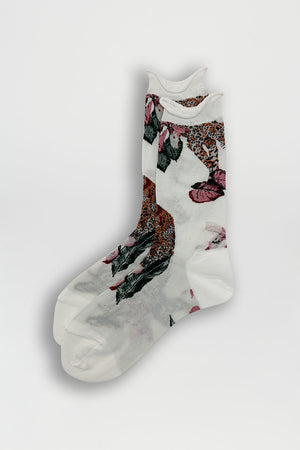 Paire de chaussettes à motif fleuri - Blanc